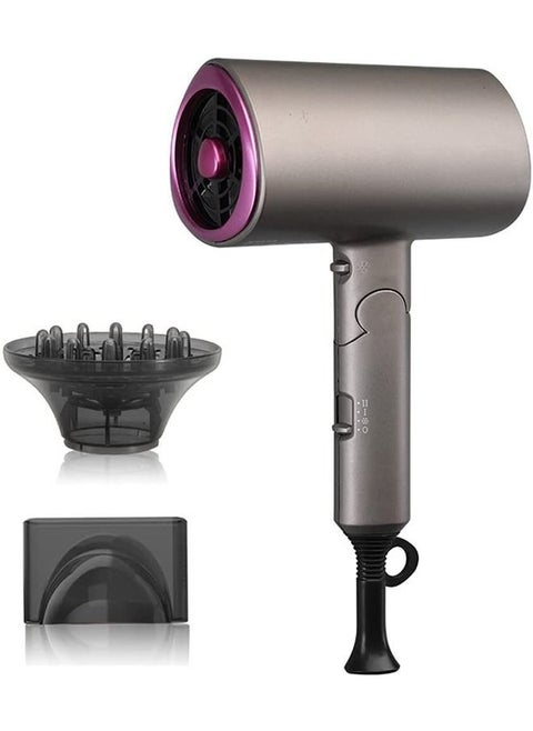 Ionic Hair Dryer with Diffuser, 1800W Professional Blow Negative Ion Fast Drying for Care, 2 Speed 3 Heat Setting ,Foldable Portable Dryer, 1 Nozzles Diffuser Attachment