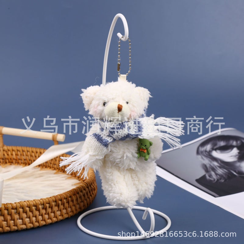 Keychain Joint Bear White Scarf Keychain Bag Pendant Car Ornaments College Students Like Popular Online Celebrity - Image 5