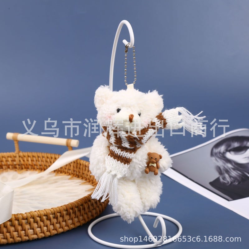 Keychain Joint Bear White Scarf Keychain Bag Pendant Car Ornaments College Students Like Popular Online Celebrity - Image 3