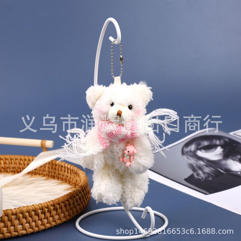 Keychain Joint Bear White Scarf Keychain Bag Pendant Car Ornaments College Students Like Popular Online Celebrity - Image 1