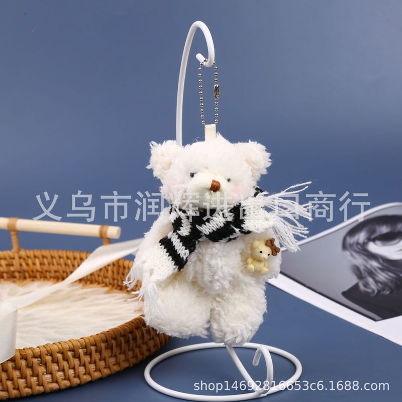Keychain Joint Bear White Scarf Keychain Bag Pendant Car Ornaments College Students Like Popular Online Celebrity - Image 4