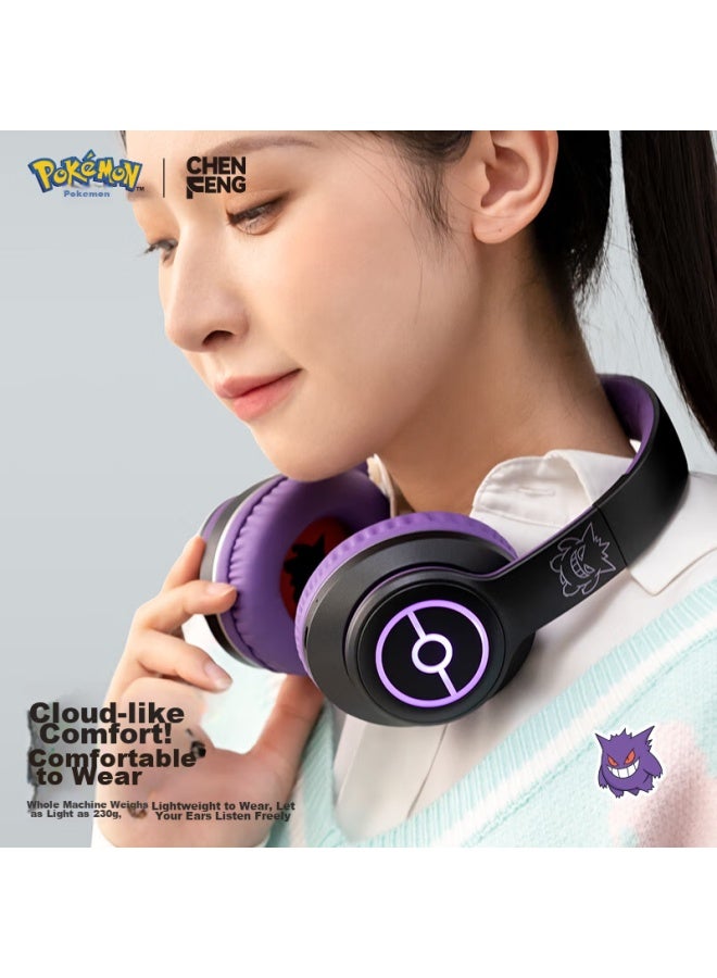 Chen Feng Chenfeng Pokemon Pm03 Wireless Bluetooth Headphones, Long Battery Life, Gaming And Music Sports Headphones, Gengar Series, Compatible With Apple, Huawei, Xiaomi And Other Devices - Image 1