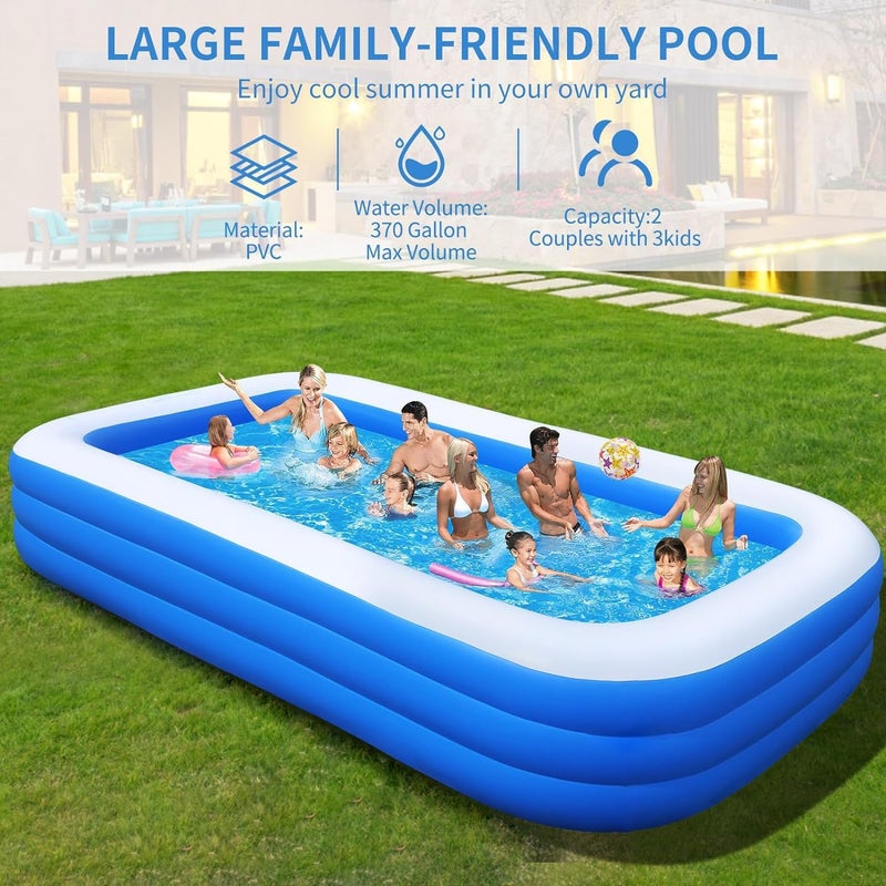 AUTOYSUR Inflatable Swimming Pool for Kids and Adults, Thickened Blow Up Family Swimming Kiddie Pool for Garden, Backyard, Family Summer Water Part (305 * 183 * 56cm) - Image 4