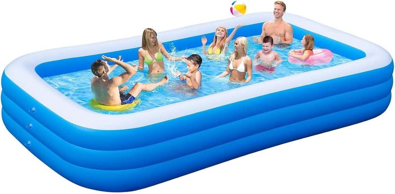 AUTOYSUR Inflatable Swimming Pool for Kids and Adults, Thickened Blow Up Family Swimming Kiddie Pool for Garden, Backyard, Family Summer Water Part (305 * 183 * 56cm) - Image 1