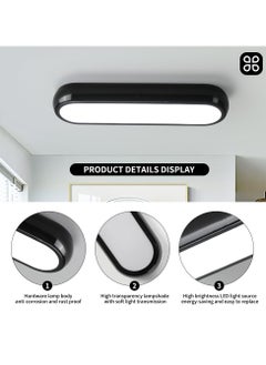 Ganeed Modern Black LED Ceiling Light, 32W Surface Flush Mount Acrylic Ceiling Lamp 15.7" Wraparound Shape Linear Close to Ceiling Lighting Fixture for Office Hallway Bedroom Living Room, 6500K  - Image 3