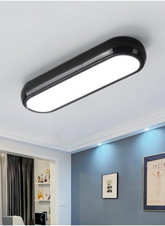 Ganeed Modern Black LED Ceiling Light, 32W Surface Flush Mount Acrylic Ceiling Lamp 15.7" Wraparound Shape Linear Close to Ceiling Lighting Fixture for Office Hallway Bedroom Living Room, 6500K  - Image 1