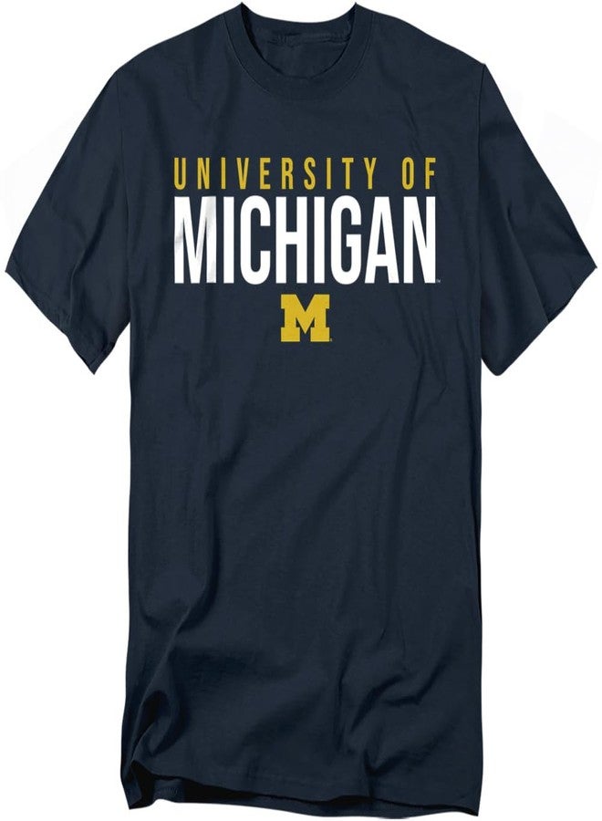 LOGOVISION University of Michigan Stacked Unisex Adult T Shirt, Navy, Small - Image 1