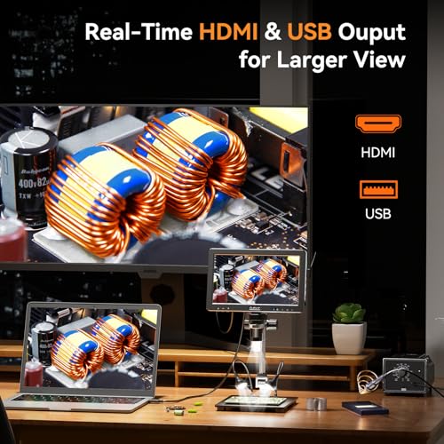 ELIKLIV ميكروسكوب رقمي إليكليف EDM9 Max: 20MP 10.1" 1500X HD IPS HDMI مكبر عملات معدنية للأخطاء مع شاشة وإضاءة، ميكروسكوبات لحام LCD للكبار، عرض على الحاسوب/التلفزيون، 64GB - Image 4