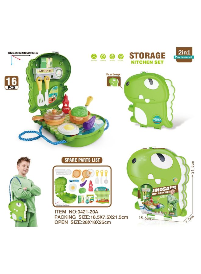 Cross-Border Artificial Dinosaur Backpack Toy Kidsren's Play House Kitchen Fast Food Dessert Set 2-in-1 Shoulder Crossbody Bag 