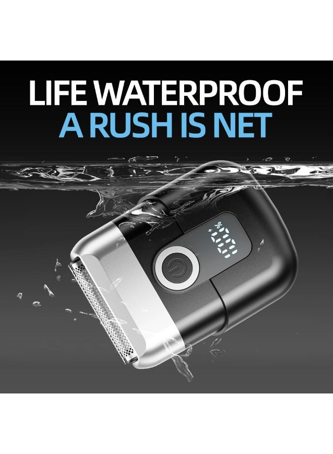 بابونا ماكينة حلاقة كهربائية رجالية مدمجة، ماكينة تشذيب، ماكينة حلاقة للوجه كهربائية، لاسلكية، مقاومة للماء بمعيار IPX7، مناسبة للاستخدام الرطب والجاف، شاشة LED، شحن سريع USB-C، مثالية للسفر والاستخدام المنزلي (أسود) - Image 2