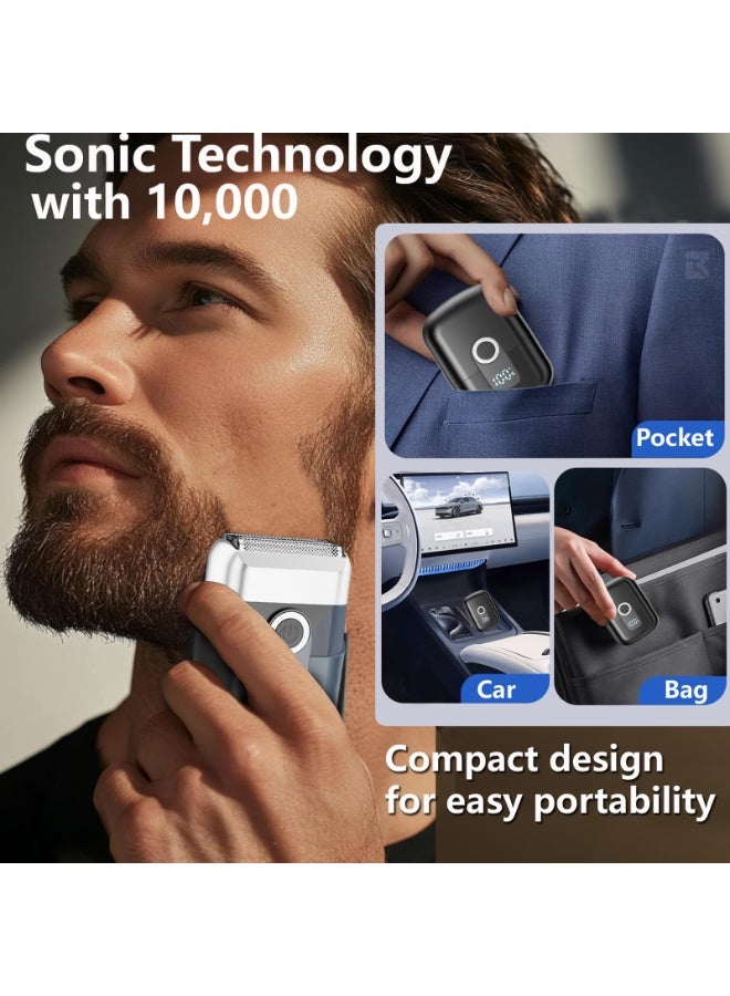 بابونا ماكينة حلاقة كهربائية رجالية مدمجة، ماكينة تشذيب، ماكينة حلاقة للوجه كهربائية، لاسلكية، مقاومة للماء بمعيار IPX7، مناسبة للاستخدام الرطب والجاف، شاشة LED، شحن سريع USB-C، مثالية للسفر والاستخدام المنزلي (أسود) - Image 5