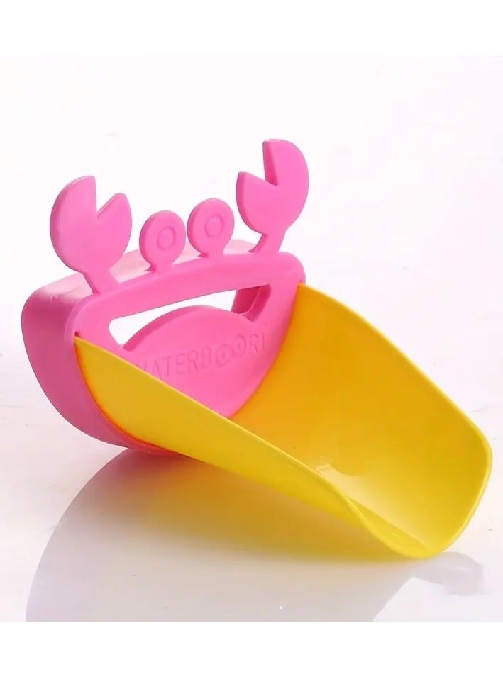 أطفال صغيرة موسع صنبور حمام الأطفال، مساعد غسل اليدين للأطفال، موسع صنبور مياه بمقبض الحوض باللون الوردي - Image 1