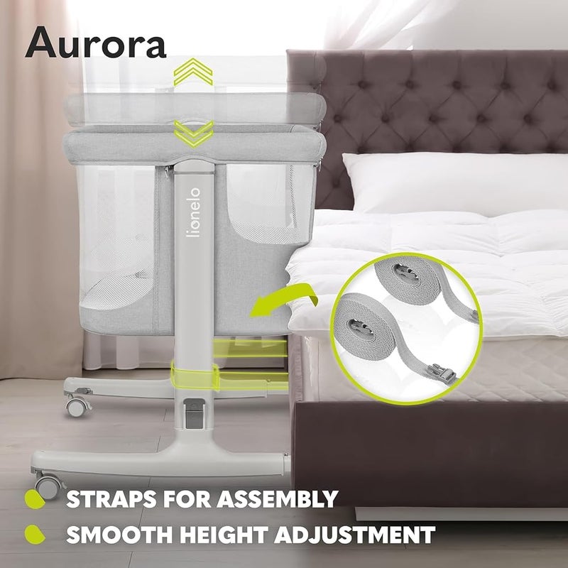 ليونيلو سرير أطفال متعدد الاستخدامات من Lionelo Aurora، باللون البيج، أبعاد 85 × 59.3 × 81.4 سم، مصنوع من الفولاذ/البلاستيك/البوليستر، قابل للتعديل في الارتفاع، مزود بعجلات وحقيبة للنقل - Image 5