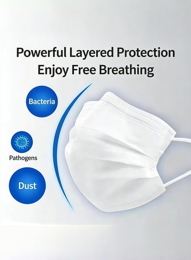 قناع وجه одноразовый بالحبال الاسترجاعية الأبيض بمحتوى 200 قطعة - Image 3