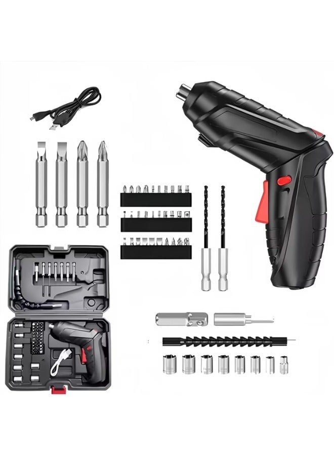 Rechargeable Electric Screwdriver Set with LED Light, 47-in-1, USB Charging, Twistable Handle, Magnetic Bits,Complete Tool Kit for DIY Projects, Home Repairs, and Professional Use.  - Image 1