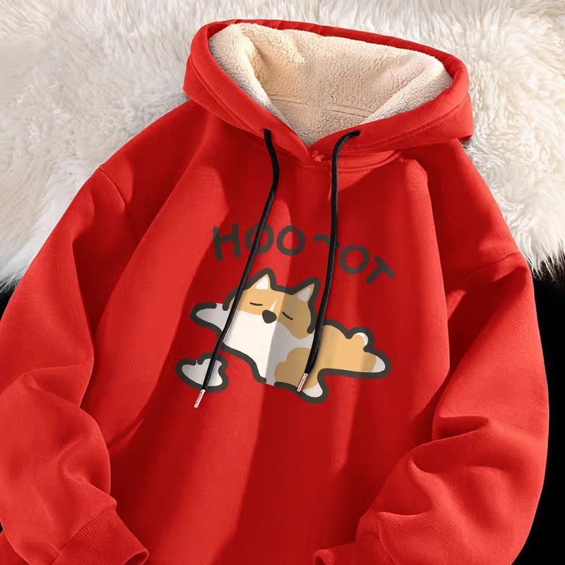 Thick Velvet Sweatshirt Men'S Trendyy Thickeneded Winter Hooded Top Loose Warm Cashmere 1/2 - Image 4