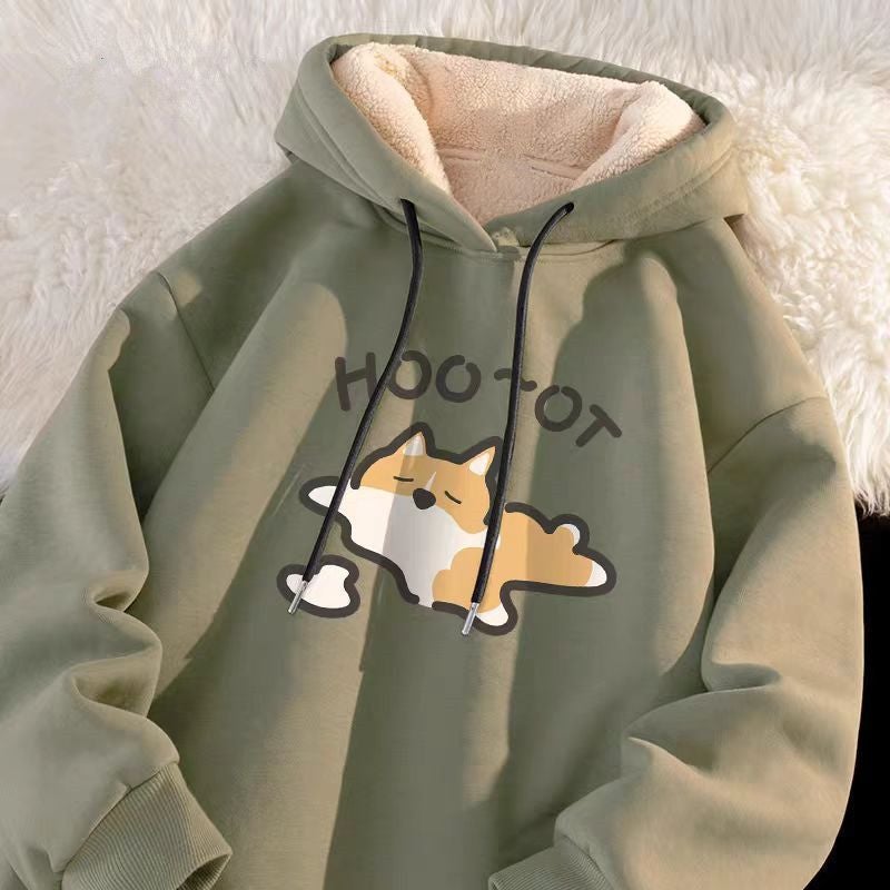 Thick Velvet Sweatshirt Men'S Trendyy Thickeneded Winter Hooded Top Loose Warm Cashmere 1/2 - Image 3