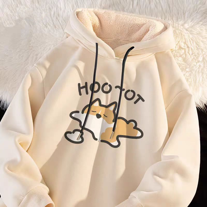 Thick Velvet Sweatshirt Men'S Trendyy Thickeneded Winter Hooded Top Loose Warm Cashmere 1/2 - Image 2
