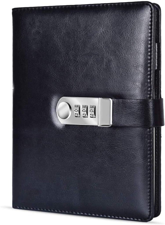 Dino's DINOS Notebook Diary with Lock or A5 Combination Password Journal- Pages 200 undated Lock, Journal Vintage Protected Notebook, Planner Organizer for Women Men, 8.6x5.8in, Black - Image 1