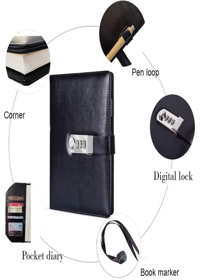 Dino's DINOS Notebook Diary with Lock or A5 Combination Password Journal- Pages 200 undated Lock, Journal Vintage Protected Notebook, Planner Organizer for Women Men, 8.6x5.8in, Black - Image 5