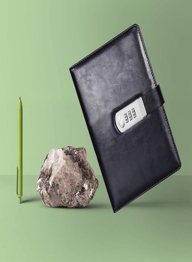 Dino's DINOS Notebook Diary with Lock or A5 Combination Password Journal- Pages 200 undated Lock, Journal Vintage Protected Notebook, Planner Organizer for Women Men, 8.6x5.8in, Black - Image 2