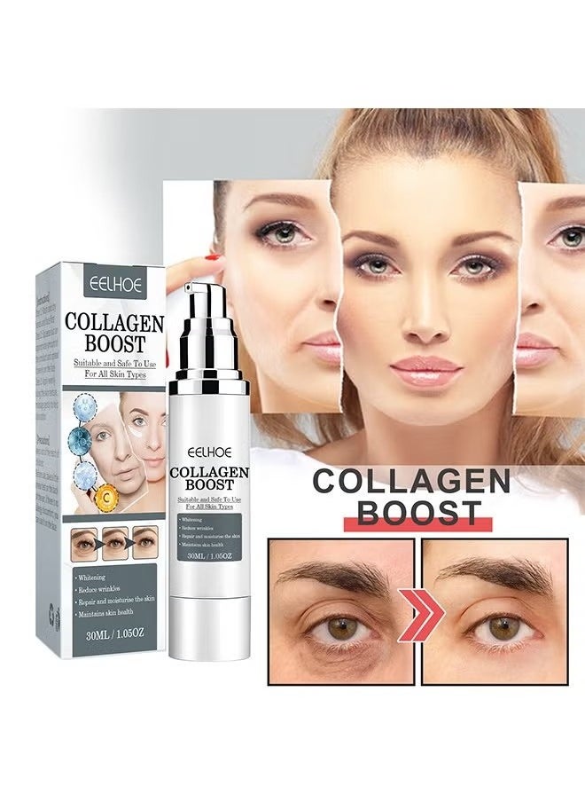 إيلهو - Collagen Boost- سيروم مضاد للشيخوخة ، كريم كولاجين مضاد للتجاعيد للنساء ، معزز كولاجين للوجه بحمض الهيالورونيك 30 مل - Image 1