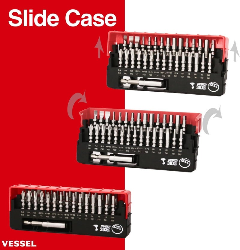 VESSEL IMPACT BALLâ„¢ Torsion Bit 30+1 PC. Set in SLIDE CASE No.IB31P02U Made in Japan by VESSEL - Image 1