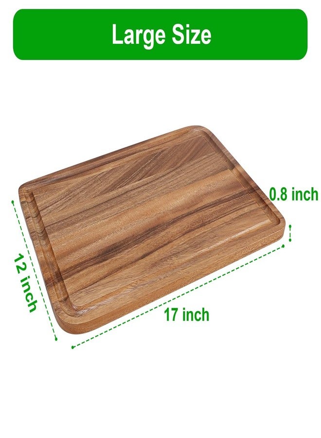 Caperci Acacia Wood Cutting Board for Kitchen - Organic Wooden Chopping Serving Board with Deep Juice Groove for Meat (Butcher Block) Veggies, Fruit and Cheese, 17 x 12" - Image 5