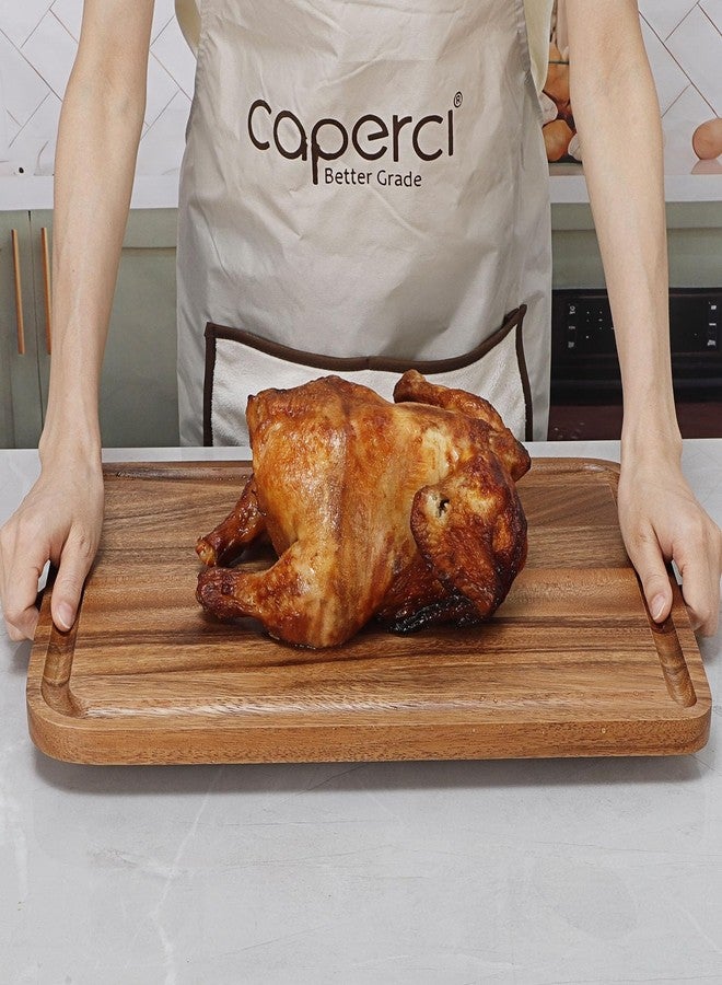Caperci Acacia Wood Cutting Board for Kitchen - Organic Wooden Chopping Serving Board with Deep Juice Groove for Meat (Butcher Block) Veggies, Fruit and Cheese, 17 x 12" - Image 4