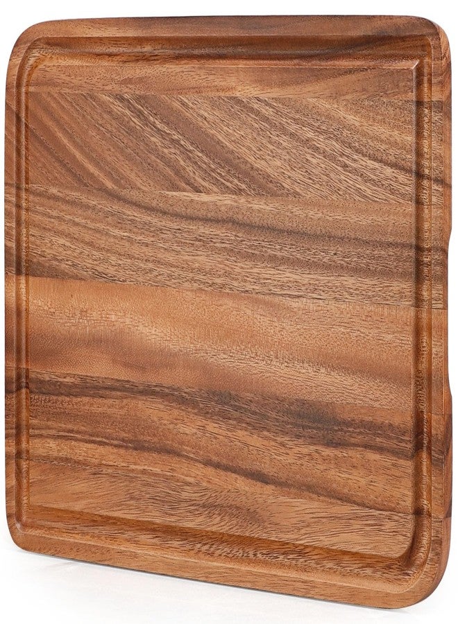 Caperci Acacia Wood Cutting Board for Kitchen - Organic Wooden Chopping Serving Board with Deep Juice Groove for Meat (Butcher Block) Veggies, Fruit and Cheese, 17 x 12" - Image 1