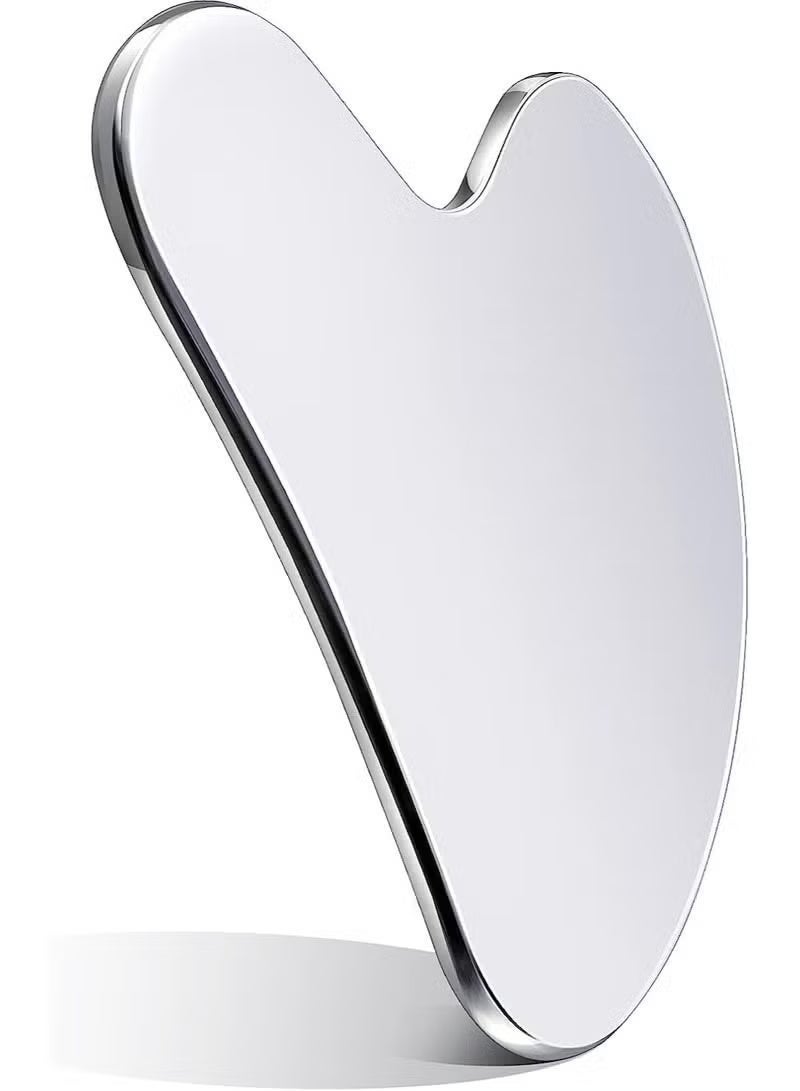 MOSH Stainless Steel Gua Sha Tool Facial Gua Sha Tool Tighten Skin Care Tools Massage Beauty Tool for Body Eyes Neck Massager with Travel Pouch (Heart model) - Image 1