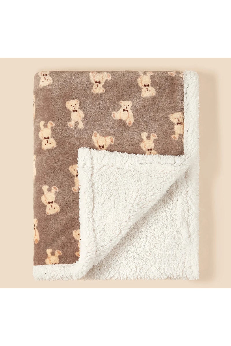 75X100CM coffee bear Winter Baby Blanket Baby Swaddle Wrap Flannel Lamb Fleece Warm Quilt for Newbor