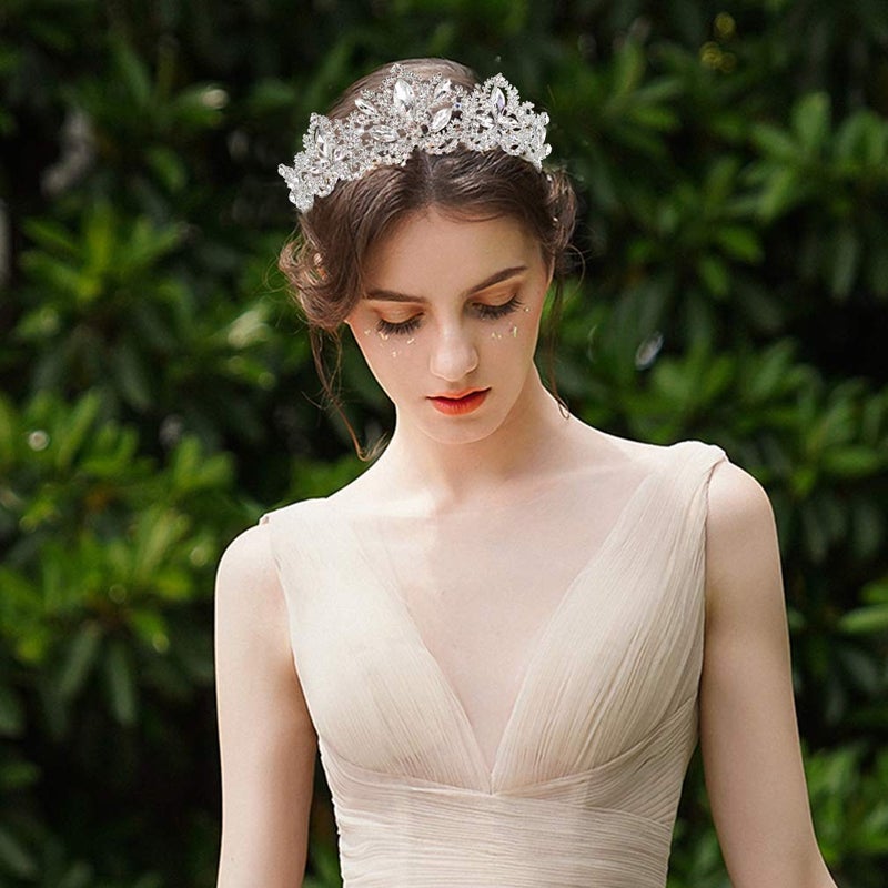 Exacoo Silver Tiara Wedding Tiaras and Crowns for Women Rhinestone Queen Tiara for Women Princess Crown Birthday Tiara Headbands for Wedding Prom Bridal Party Halloween Costume Christmas Gifts - Image 4