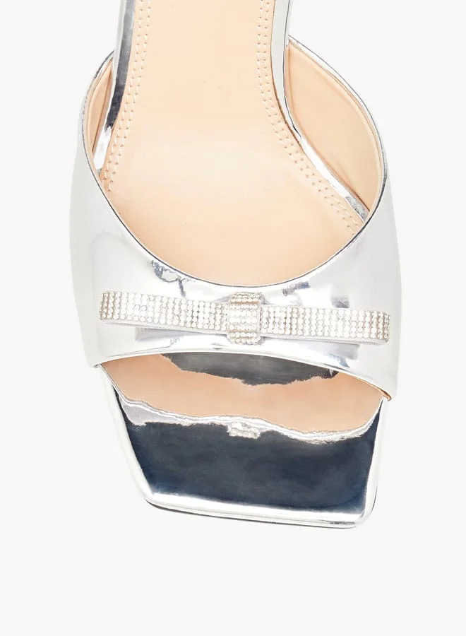 Celeste Womens Bow Accent Slip-On Sandals With Stiletto Heels