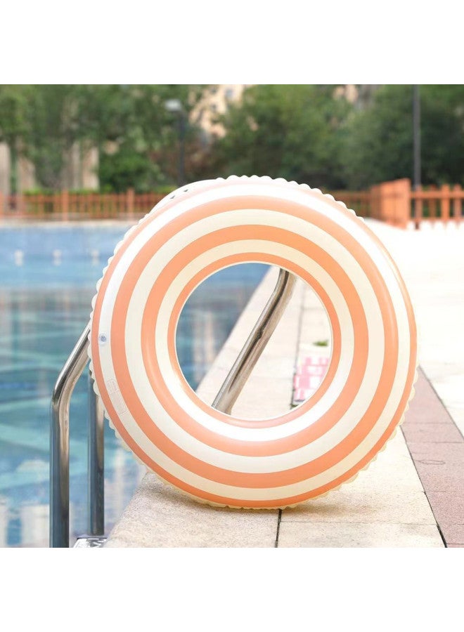 Generic Swimming God Ins Cyber Celebrity Retro Swimming Ring Adult Thickened Adult Striped Floating Ring With Handle Swimming Equipment PVC-Outer Diameter After Inflation:90# [Suitable For 40.00 Kg-75.00 Kg]]-Inside Diameter After Inflation:Vintage Lollipop Loop-Orange  - Image 1