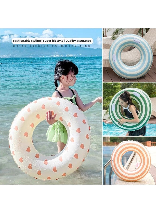 Generic Swimming God Ins Cyber Celebrity Retro Swimming Ring Adult Thickened Adult Striped Floating Ring With Handle Swimming Equipment PVC-Outer Diameter After Inflation:90# [Suitable For 40.00 Kg-75.00 Kg]]-Inside Diameter After Inflation:Vintage Lollipop Loop-Orange  - Image 2