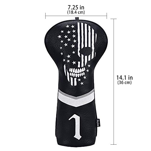 caiobob mytag Golf Skull Skeleton Head Cover Golf Club Black Leather Headcovers Set Fits Driver Fairway Wood Hybrid (One Set of 1, F, H) - Image 5