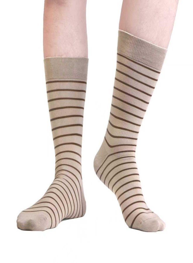 WeciBor Men's Beige Khaki Dress Socks - 6 Pack Seamless Cotton Tan Crew Socks, Size 7-12 for Business & Everyday Wear - Image 2
