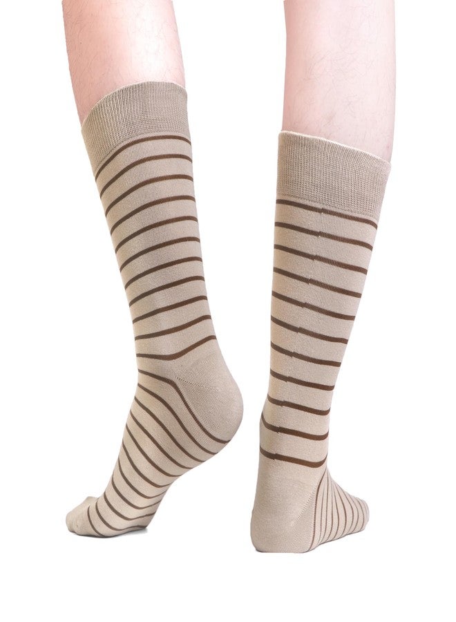 WeciBor Men's Beige Khaki Dress Socks - 6 Pack Seamless Cotton Tan Crew Socks, Size 7-12 for Business & Everyday Wear - Image 5