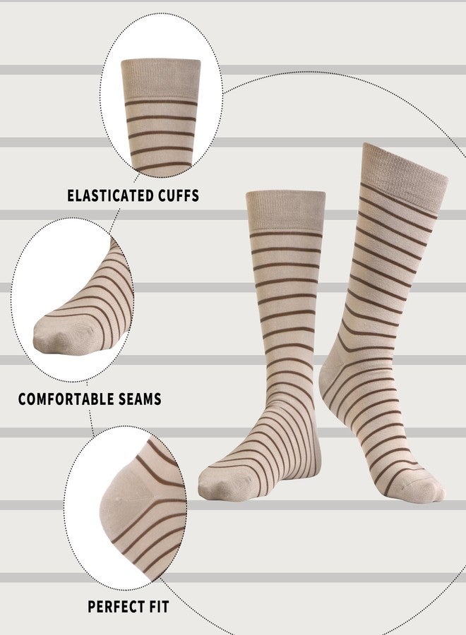 WeciBor Men's Beige Khaki Dress Socks - 6 Pack Seamless Cotton Tan Crew Socks, Size 7-12 for Business & Everyday Wear - Image 3