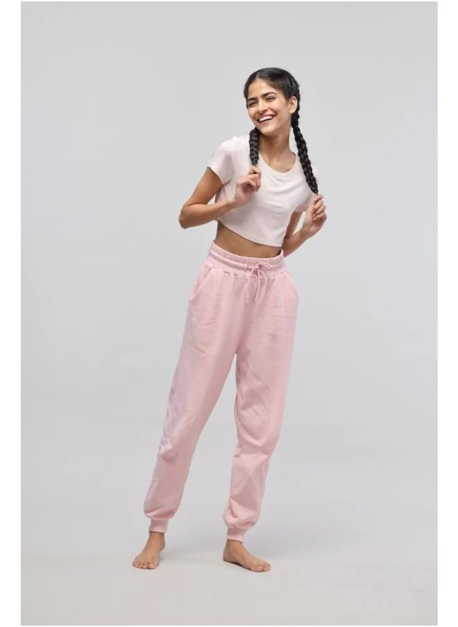 نسيسيرا Pink Terry Set with Regular Light Pink Crop Top