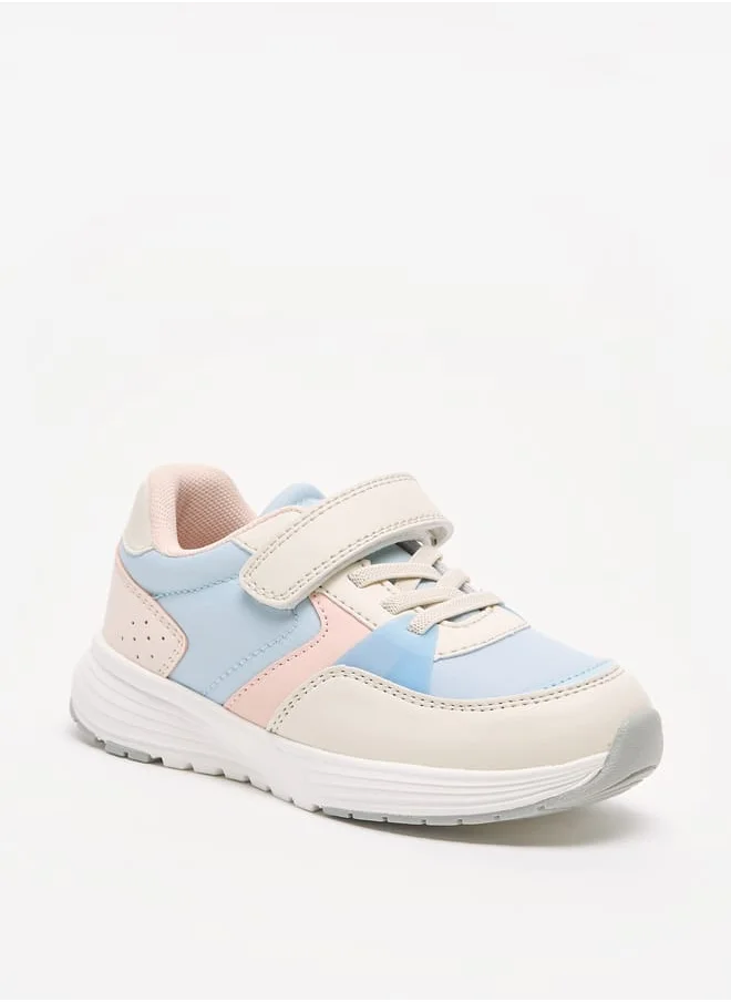 جونيورز Colourblock Sneakers with Hook and Loop Closure