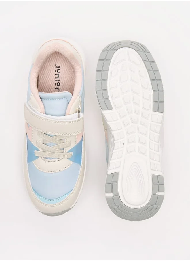 جونيورز Colourblock Sneakers with Hook and Loop Closure