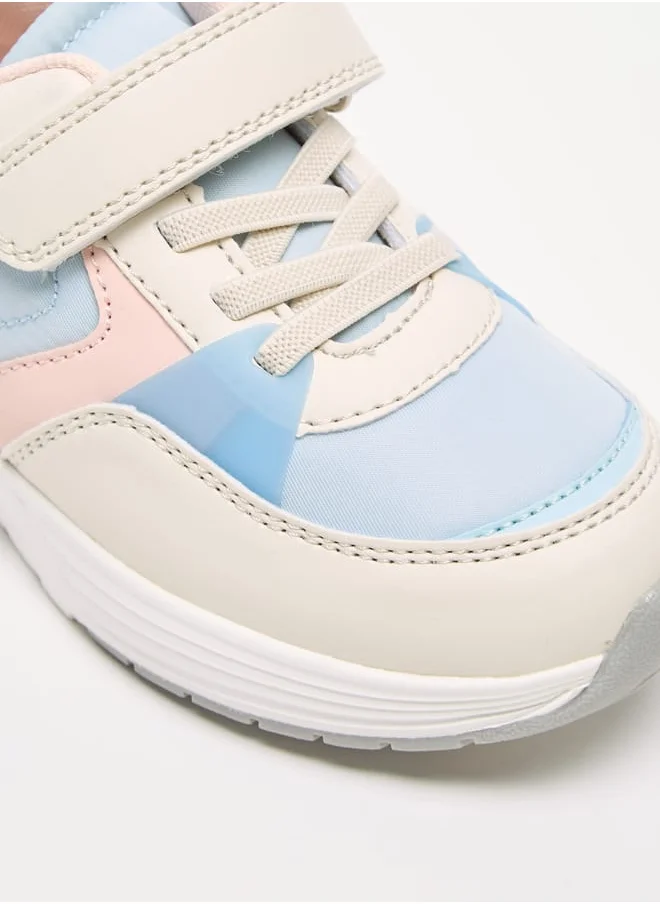 جونيورز Colourblock Sneakers with Hook and Loop Closure