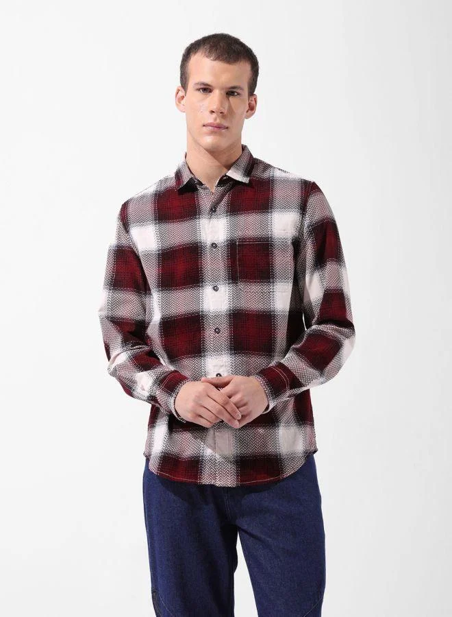 ذا انديان كراج كو Men Regular Fit Printed Cutaway Collar Full Sleeves Shirt