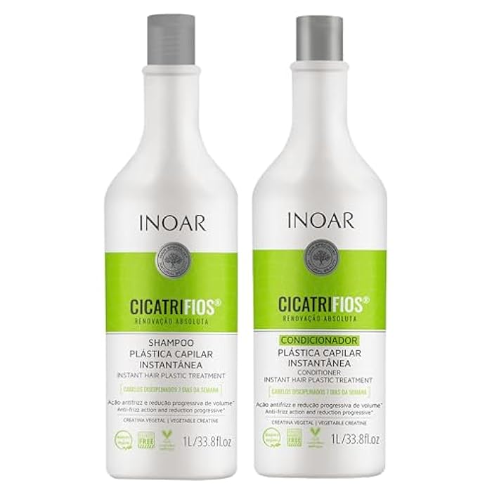 Inoar Cicatrifios Shampoo & Conditioner Renewal Haircare Duo with RejuComplex3 & Argan Oil, 33 Fl Oz Each - Image 1