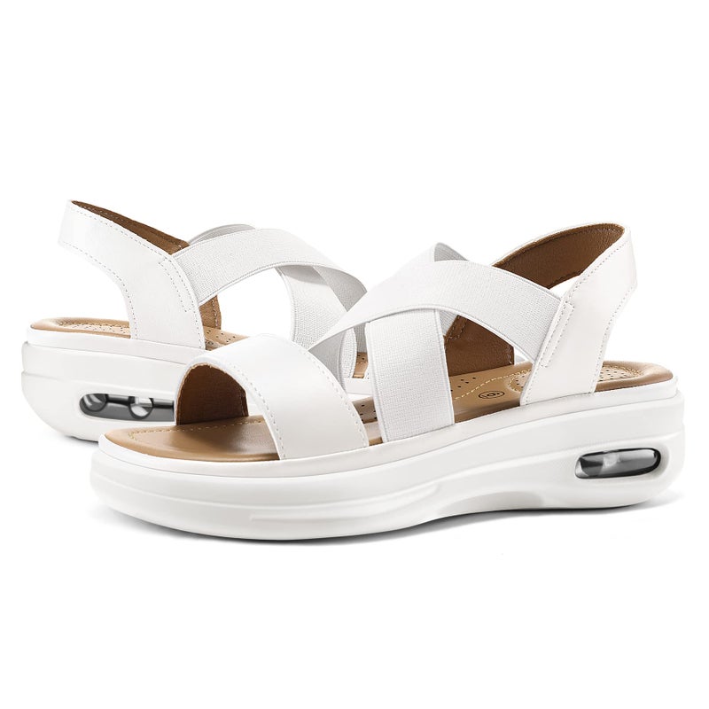 mysoft Women's Comfortable Walking Sandals Air Cushion Sport Slingback Elastic Band Platform Shoes - Image 3