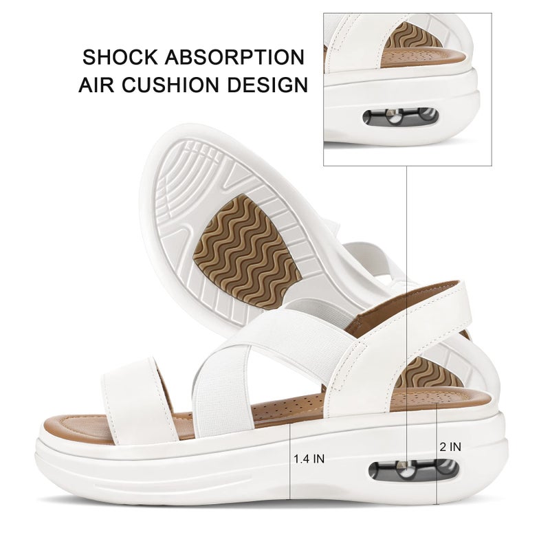 mysoft Women's Comfortable Walking Sandals Air Cushion Sport Slingback Elastic Band Platform Shoes - Image 4