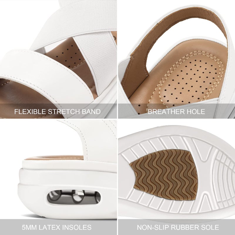 mysoft Women's Comfortable Walking Sandals Air Cushion Sport Slingback Elastic Band Platform Shoes - Image 5