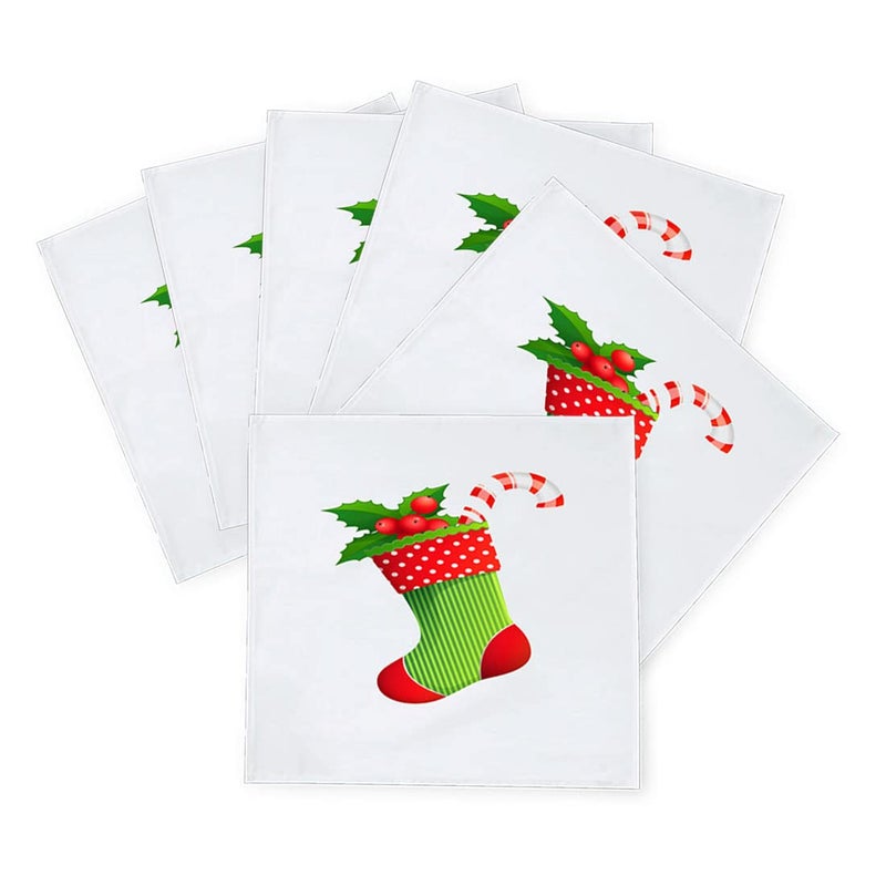 Khakee 6 Pcs Christmas Theme Silk Table Napkins 10x 10 for Xmas Decoration Christmas OrnamentsChristmas Giftxmas21020 - Image 2